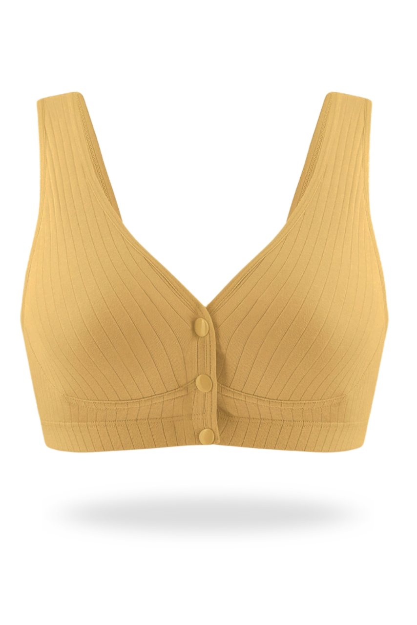 Beżowy biustonosz do karmienia zapinany z przodu