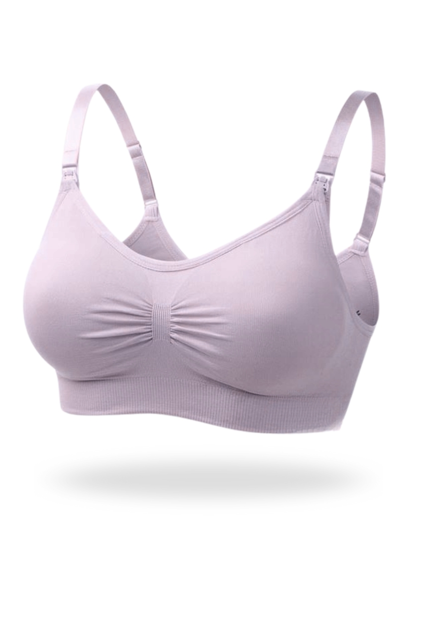 Liliowy sportowy biustonosz do karmienia z marszczeniem