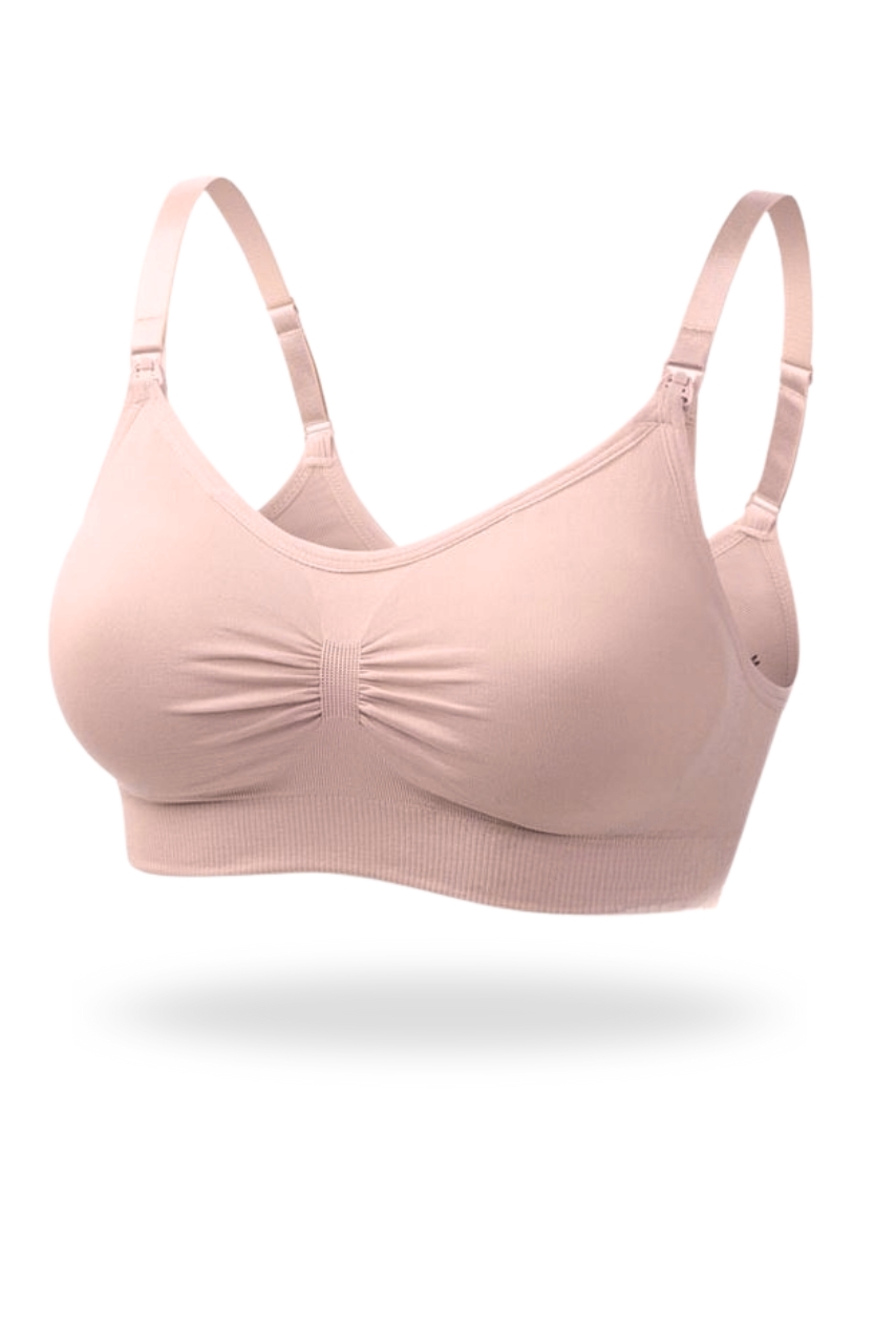 Pudrowy sportowy biustonosz do karmienia