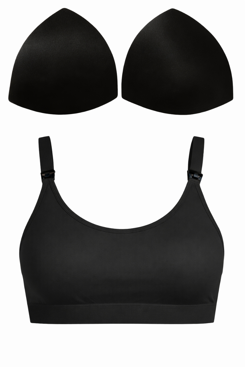 Czarny stanik do karmienia bawełniany bez fiszbin - obrazek 6