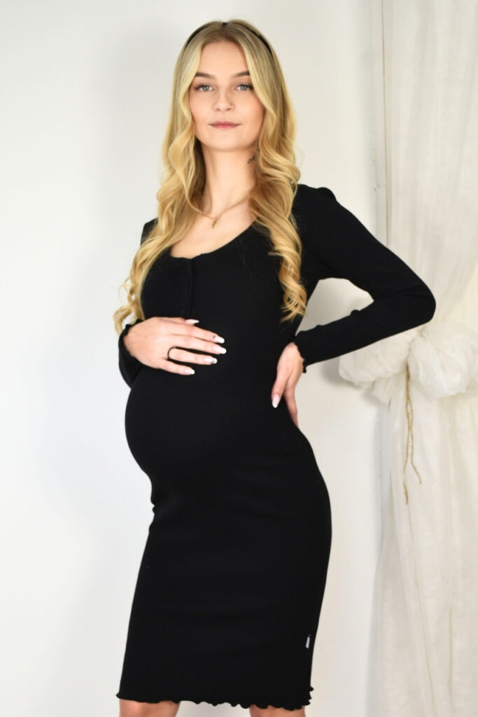 Bawełniana sukienka ciążowa i do karmienia czarna