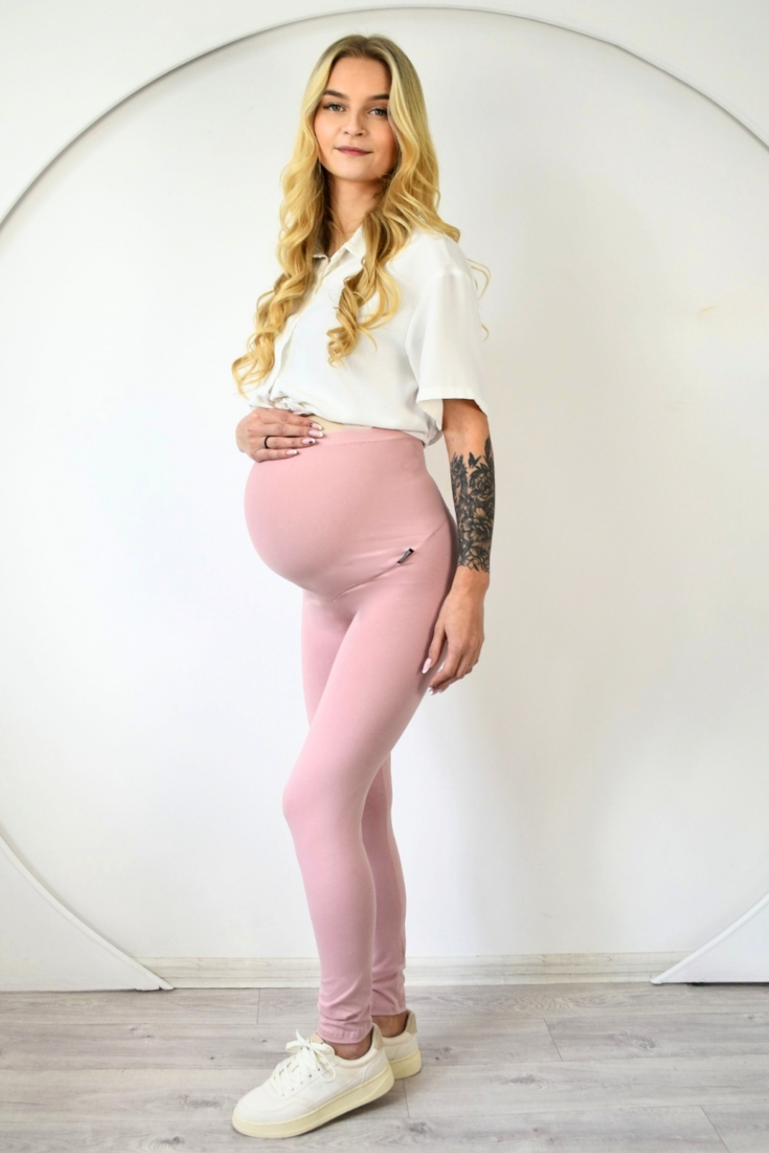 Legginsy ciążowe nieprześwitujące baby pink
